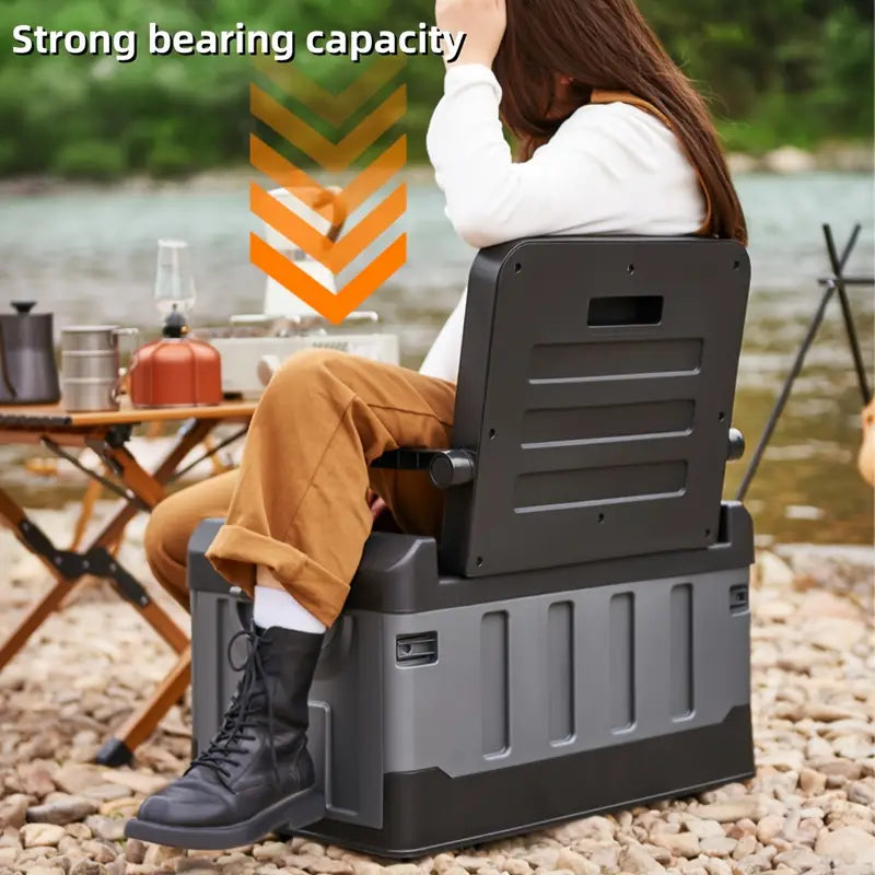 Outdoor Storage Box with Folding Seat – For Camping & Fishing