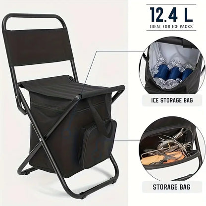 Portable Fishing Chairs with Cooler Bag – 2pcs Folding Set