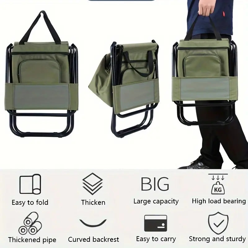 Portable Fishing Chairs with Cooler Bag – 2pcs Folding Set