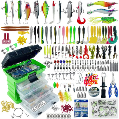 Echo-Leaf 346pcs Fishing Lure Kit with Tackle Box – Crankbaits, Jigs, Spinners, Soft Baits for Bass and Trout
