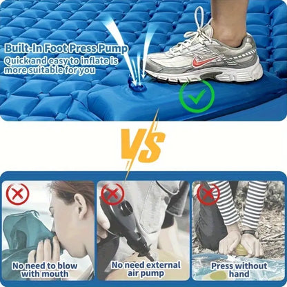 Extra large and ultra-light self-inflating camping mat with built-in pump