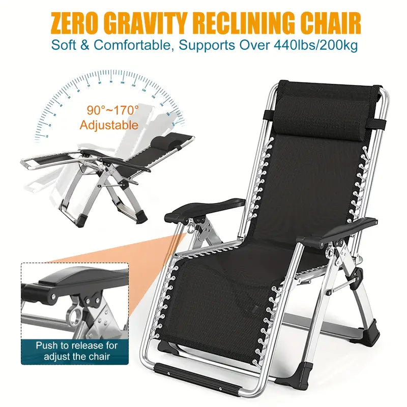 Heavy-Duty Zero Gravity Chair – Patio Recliner up to 440lbs