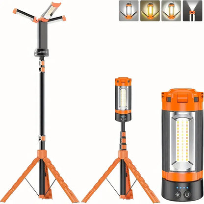 12000mAh Camping Light – Rechargeable, Dimmable, Tripod Design
