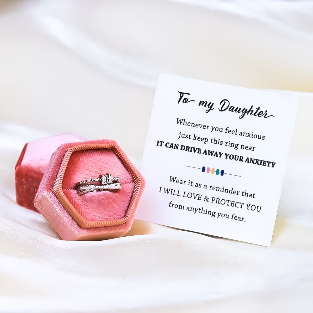 For Daughter S925 Drive Away Anxiety Fidget Rings - Echo Leaf