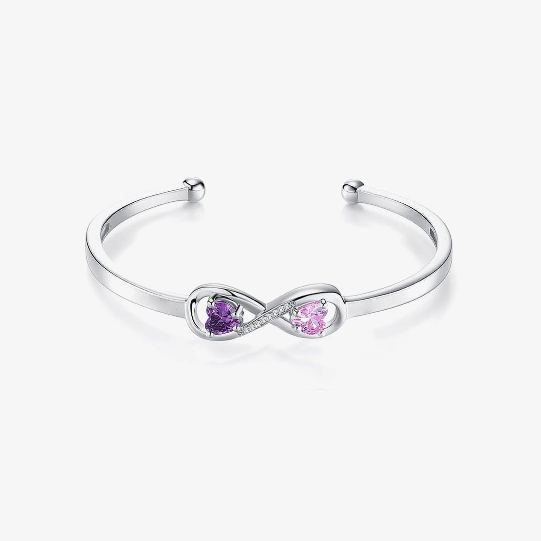 For Granddaughter Customized Double Birthstone Infinity Bracelet - Echo Leaf