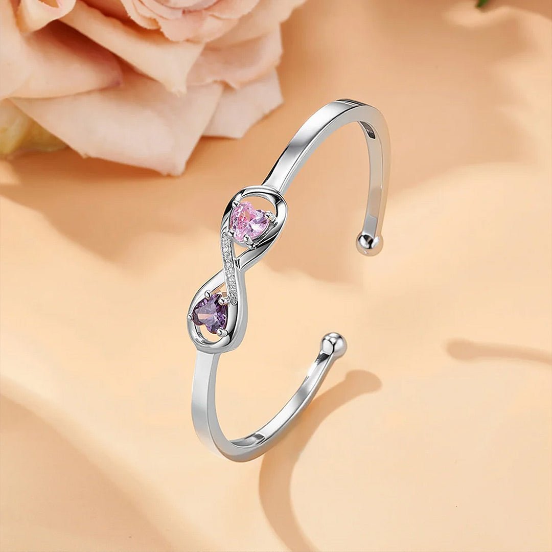 For Granddaughter Customized Double Birthstone Infinity Bracelet - Echo Leaf