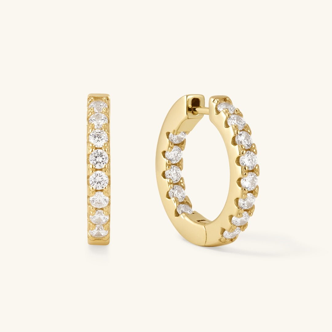 Large Diamond Hoops Elegant Sparkling Earrings for Women - Echo Leaf