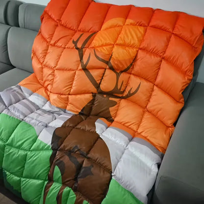 Warm Puffy Camping Blanket – Lightweight Outdoor Travel Quilt for Hiking, Picnic & Car - Echo Leaf