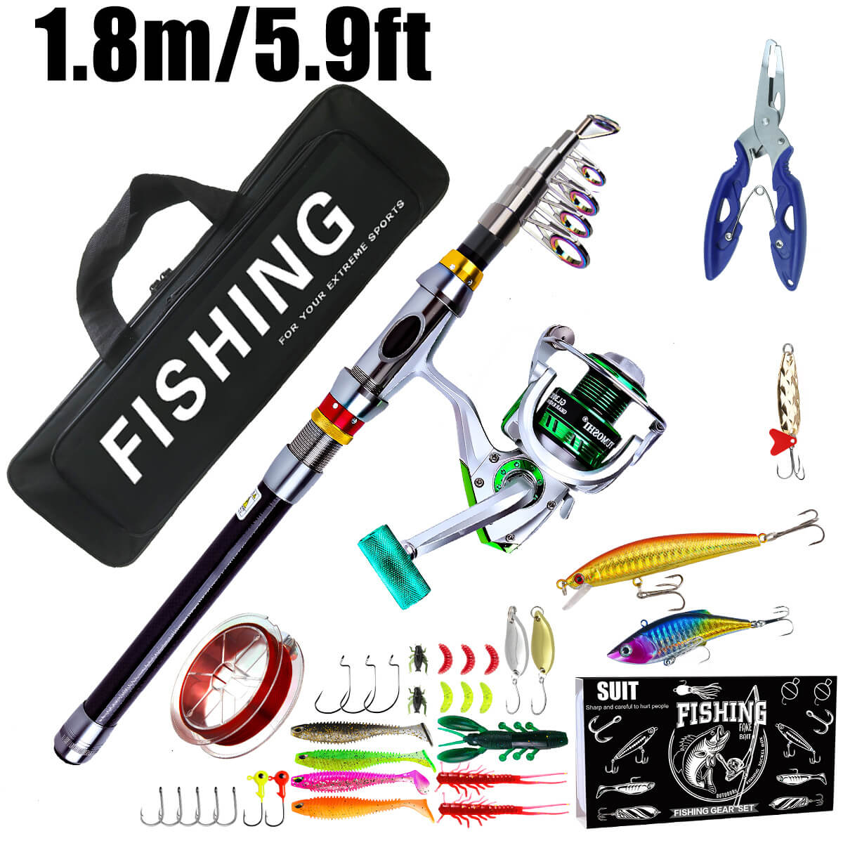 Long Cast Lure Rod Set – Sea & Reservoir Minnow Fishing – High - Performance, Durable Fishing Gear for Anglers - Echo Leaf