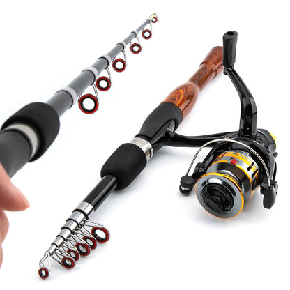 Mini Telescopic Lure Rod Kit – Sea Fishing Gear – Compact & Portable Fishing Rod Set for Anglers - Echo Leaf