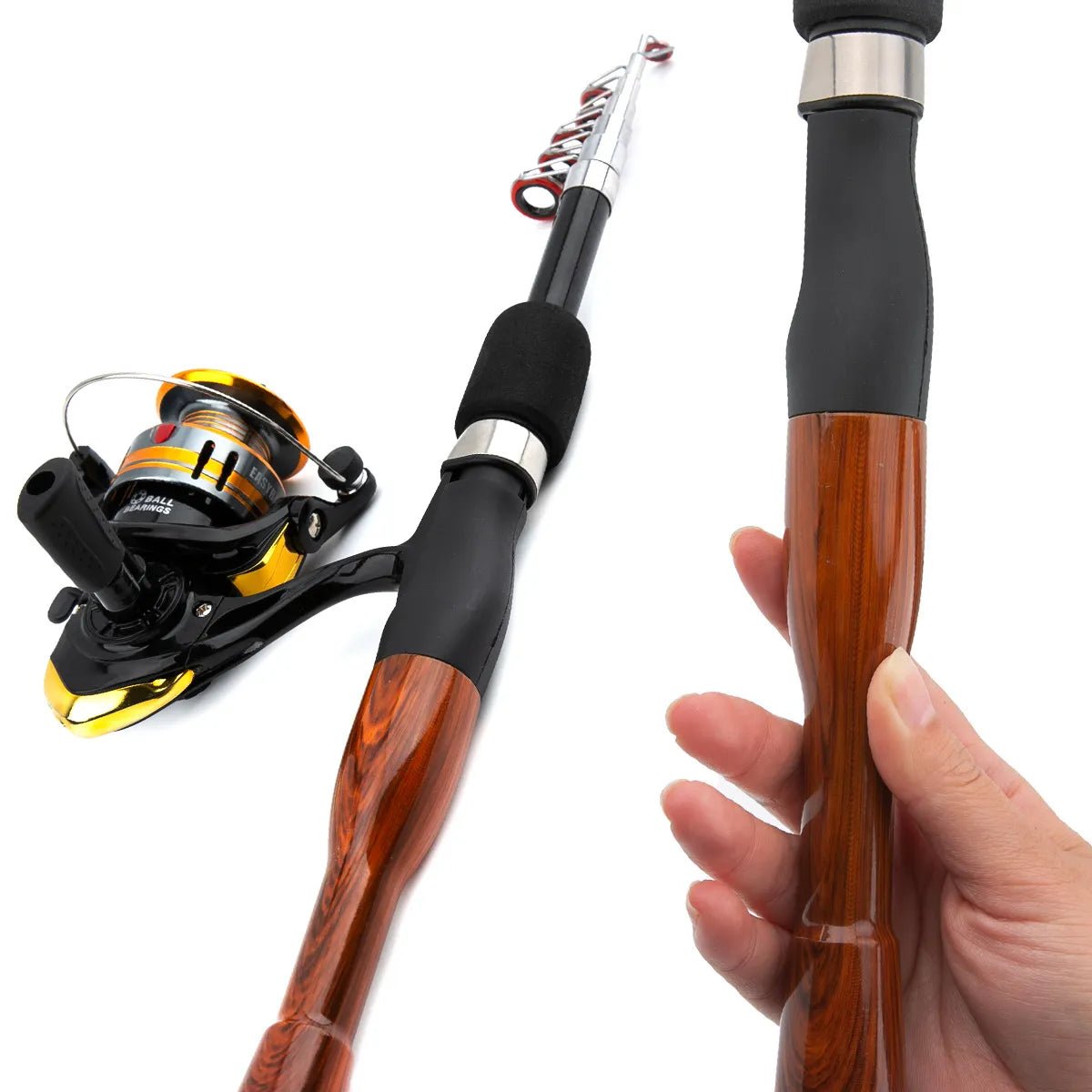 Mini Telescopic Lure Rod Kit – Sea Fishing Gear – Compact & Portable Fishing Rod Set for Anglers - Echo Leaf