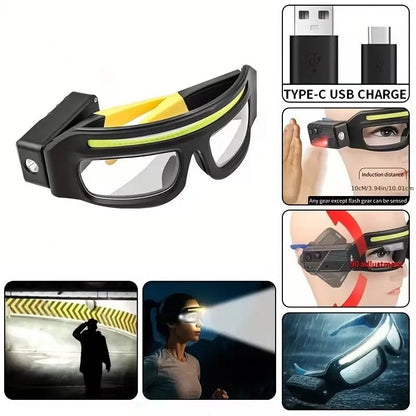 Motion Activated LED Headlamp Glasses USB - C Rechargeable Waterproof - Echo Leaf