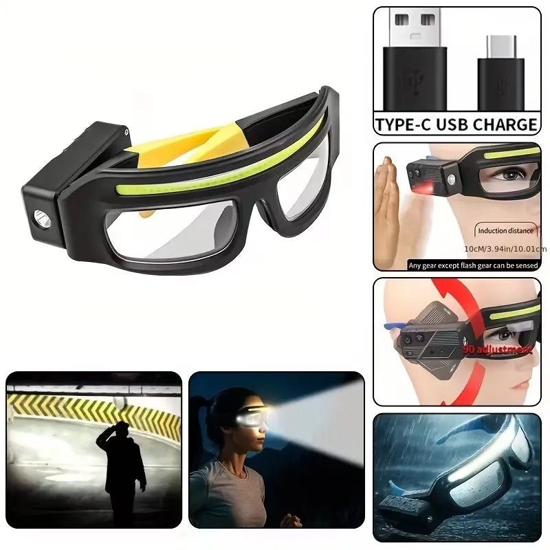 Motion Activated LED Headlamp Glasses USB - C Rechargeable Waterproof - Echo Leaf