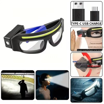Motion Activated LED Headlamp Glasses USB - C Rechargeable Waterproof - Echo Leaf