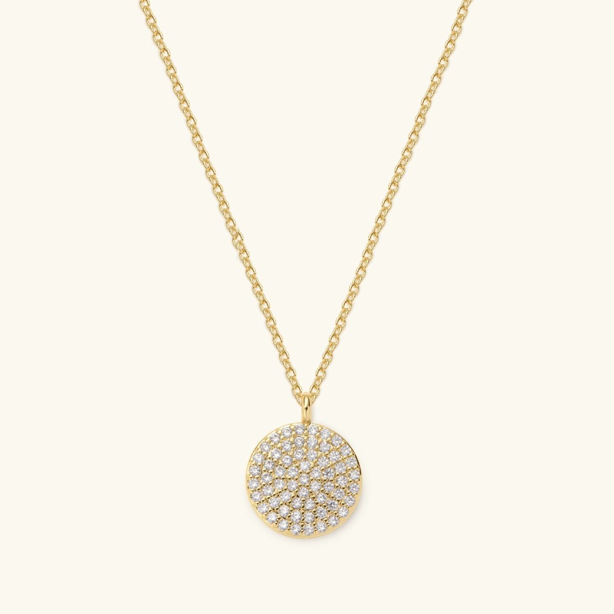 Pave Disc Necklace Elegant Minimalist Jewelry for Women - Echo Leaf