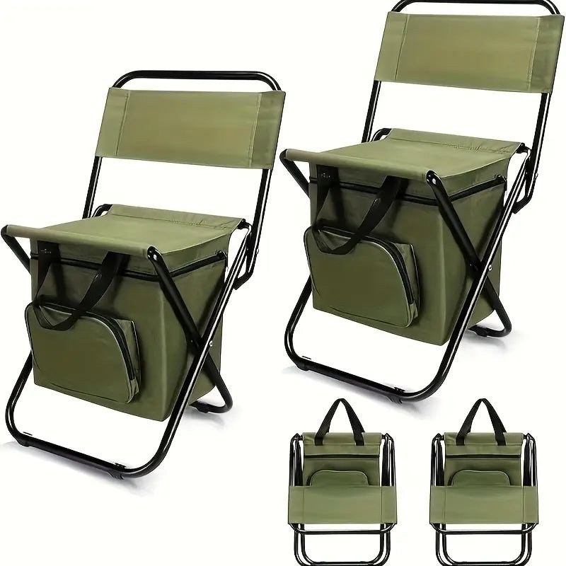 Portable Fishing Chairs with Cooler Bag – 2pcs Folding Set - Echo Leaf