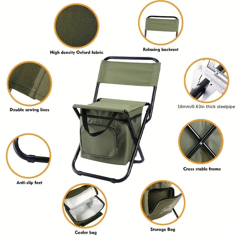 Portable Fishing Chairs with Cooler Bag – 2pcs Folding Set - Echo Leaf