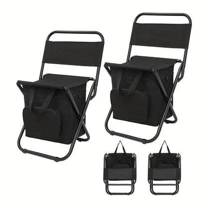 Portable Fishing Chairs with Cooler Bag – 2pcs Folding Set - Echo Leaf