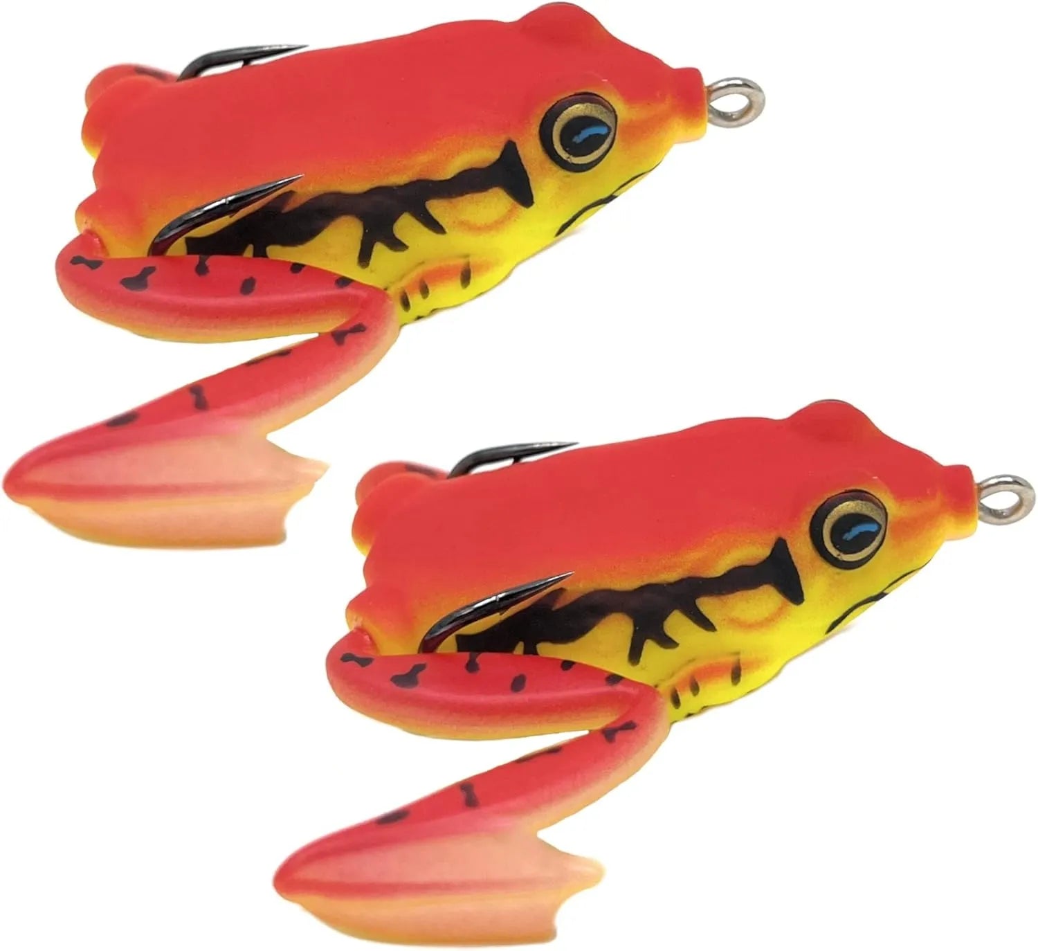 Reaction Tackle Hollow Body Frog Lure with Swimming Legs for Bass Fishing, 2.25" Floating Topwater Frog Lure, 2 Pack