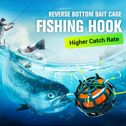 Reverse Bottom Bait Cage Fishing Hook for Secure Baiting and Bottom Fishing