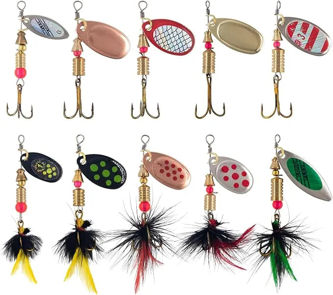 Rooster Tail Fishing Lures – Inline Spinner Baits Kit for Trout, Bass & Salmon, Effective in Freshwater, Streams & Fast Currents