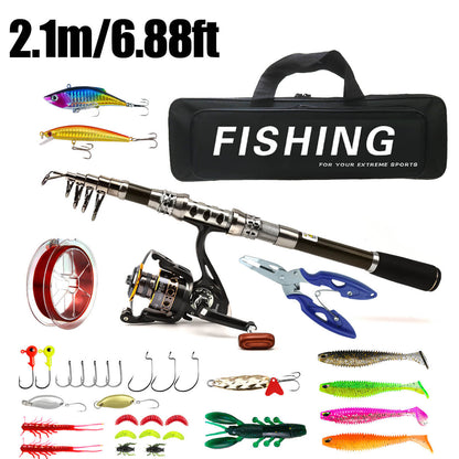 Rotating Reel & Carbon Rod Set – Sea & Freshwater Fishing Gear – High - Performance, Durable Fishing Combo - Echo Leaf