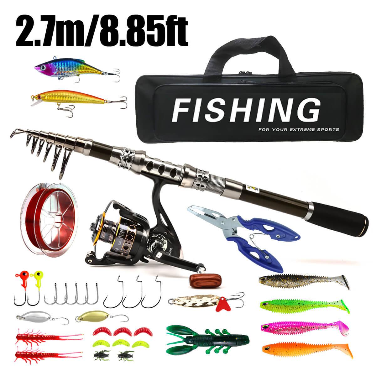 Rotating Reel & Carbon Rod Set – Sea & Freshwater Fishing Gear – High - Performance, Durable Fishing Combo - Echo Leaf