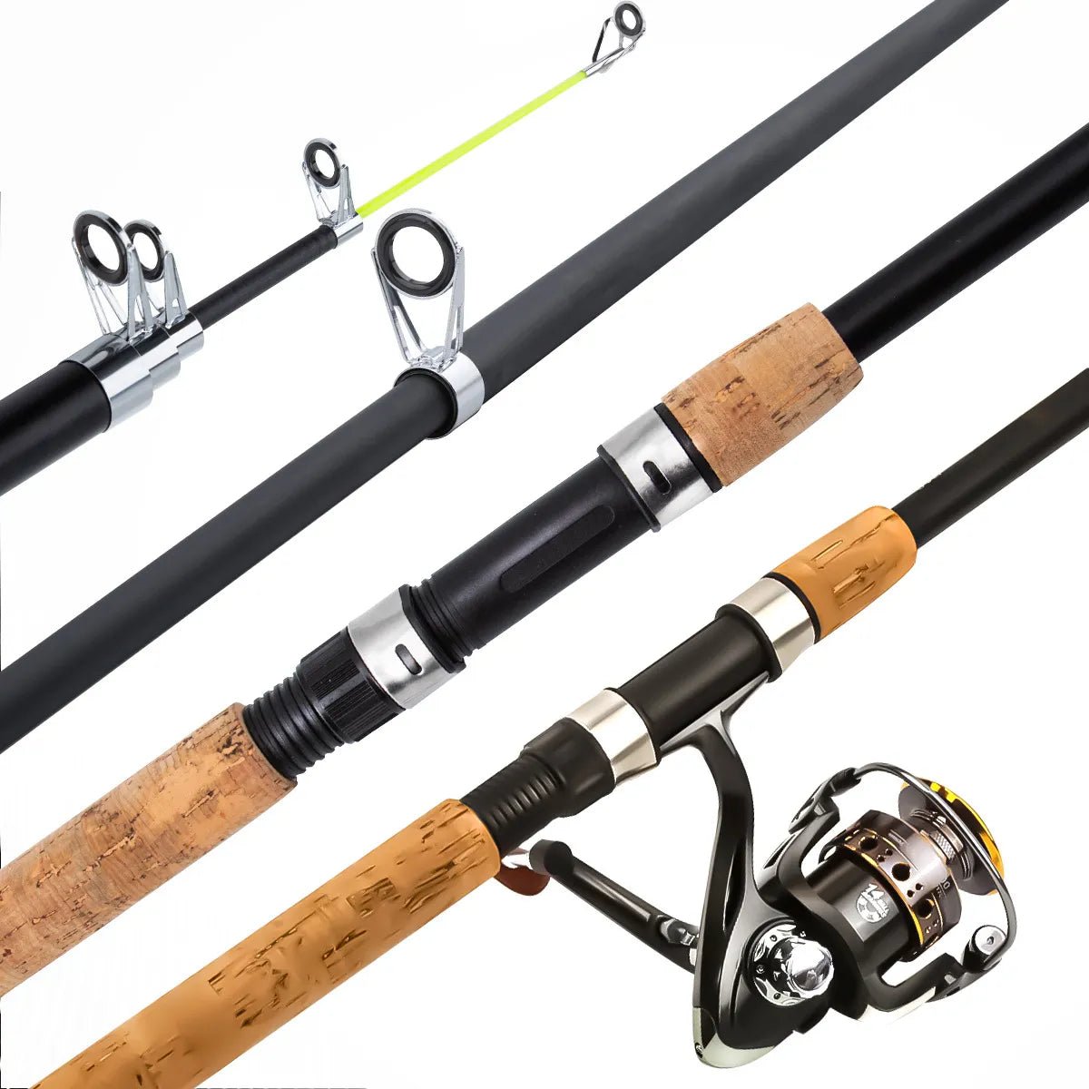 Sea Fishing Lure Rod Set – Cork Grip, Fiberglass, Long Cast - Echo Leaf