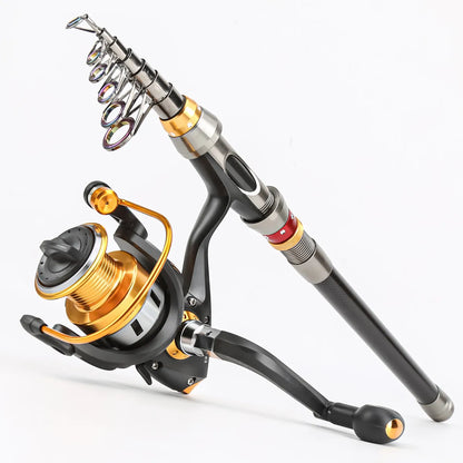 Carbon telescopic lure rod combo for travel fishing and portable use