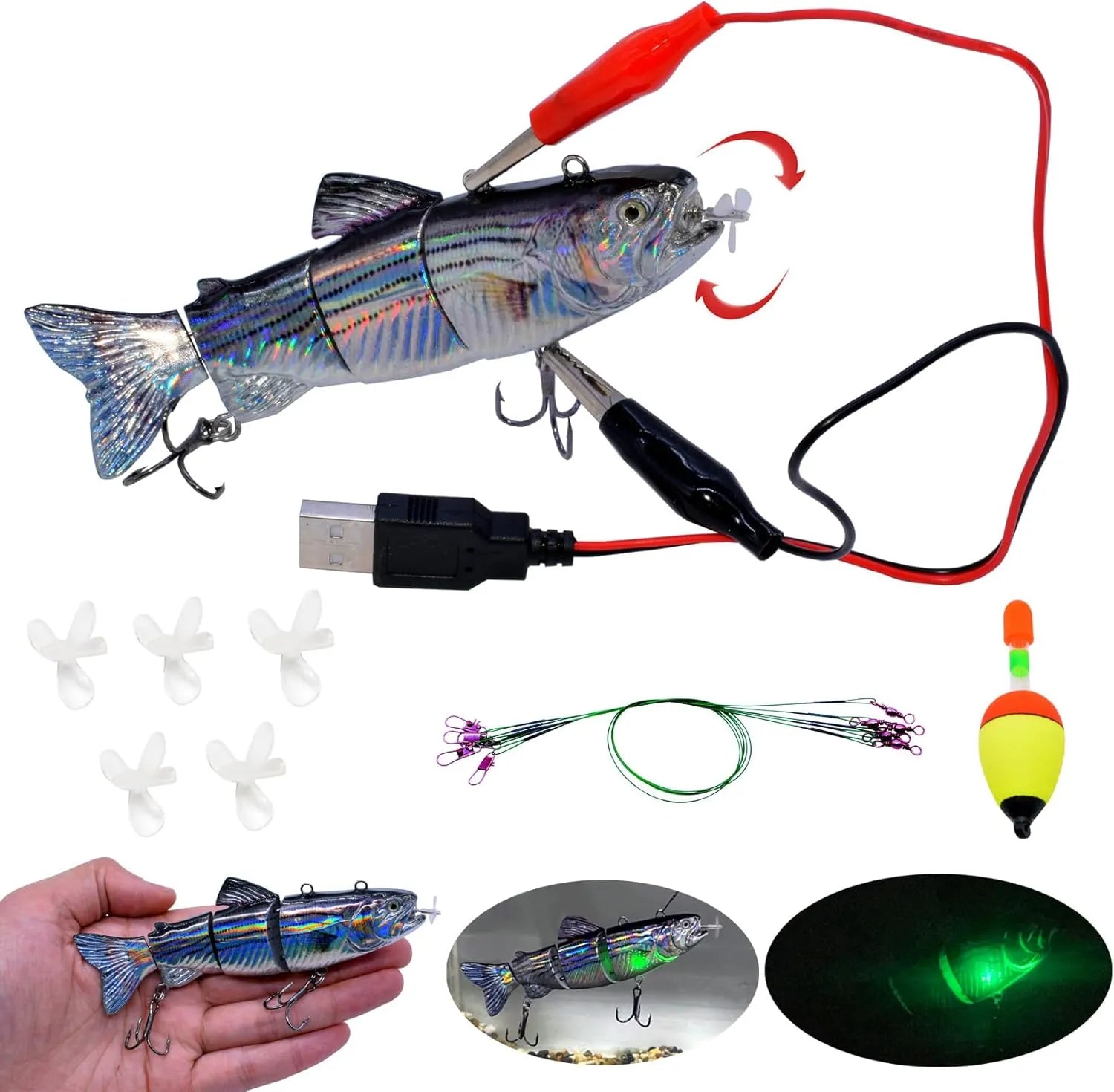 USB Rechargeable Electric Swimbait – Lifelike Auto Crankbait for Bass & Freshwater Fishing - Echo Leaf