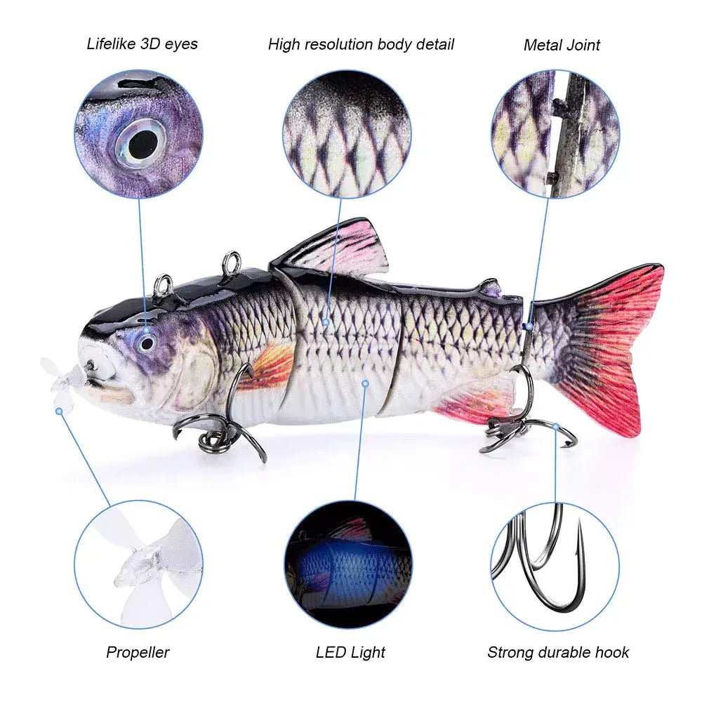 USB Rechargeable Electric Swimbait – Lifelike Auto Crankbait for Bass & Freshwater Fishing - Echo Leaf