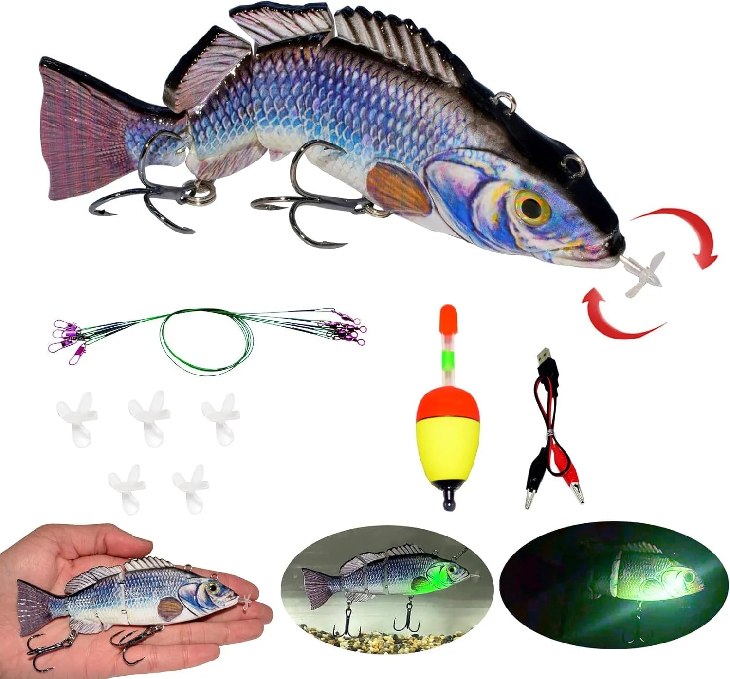USB Rechargeable Electric Swimbait – Lifelike Auto Crankbait for Bass & Freshwater Fishing - Echo Leaf
