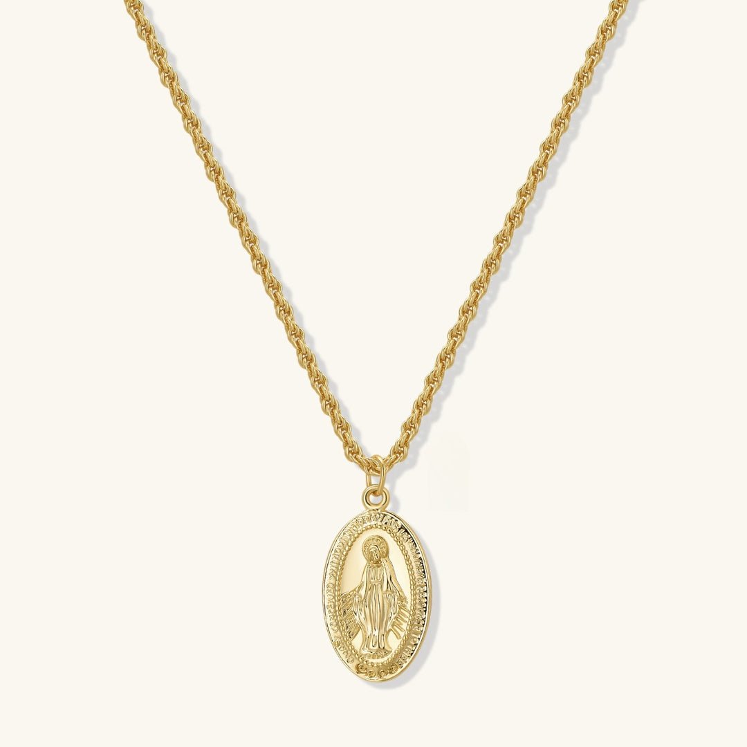 Virgin Mary Necklace Elegant Religious Jewelry for Women - Echo Leaf